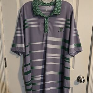 Stylish Green and Gray Striped Polo Shirt
